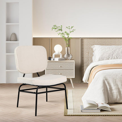 Dreamade Modern Armless Accent Chair - Sherpa Reading Chair with Sponge Padding