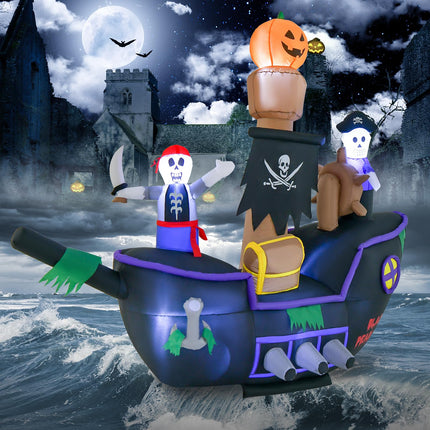 DREAMADE 7 FT Inflatable Halloween Pirate Ship for Outdoor Yard