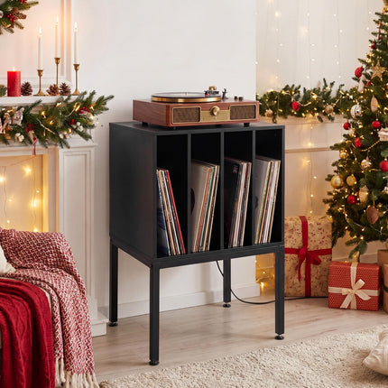 Dreamade Record Player Stand with 4 Cabinet Up to 150 Albums