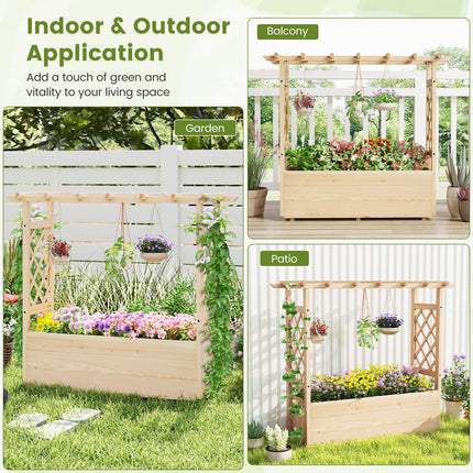 Dreamade Raised Garden Bed with Sided Trellis and Hanging Roof