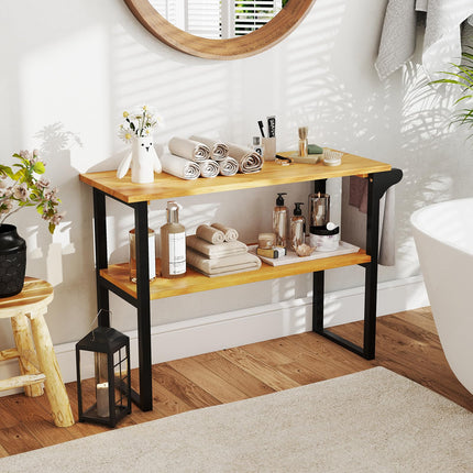 Dreamade 2 Tier Bathroom Storage Shelf with Towel Rack