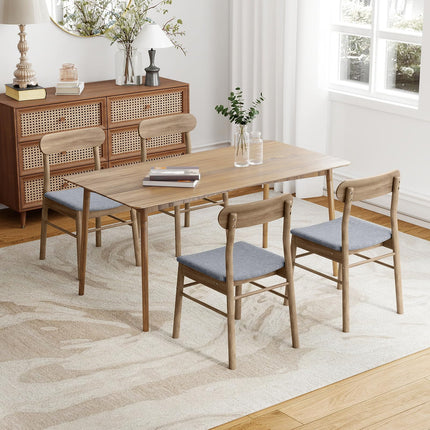 Dreamade Fabric Upholstered Kitchen Chairs with Rubber Wood Frame and Padded Curved Seat