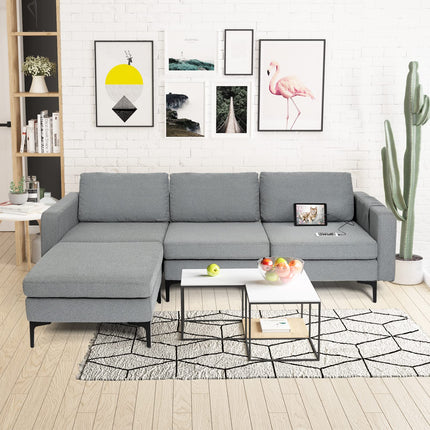 Dreamade 94.5" L Convertible Sofa Couch, 3 Seat Sectional Sleeper with USB Ports & Socket