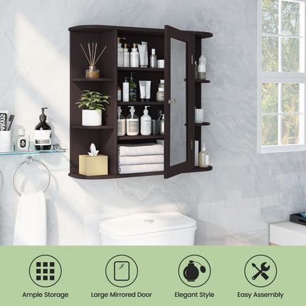 Dreamade Medicine Cabinet, Mirror Bathroom Cabinet with Single Door, 3 Adjustable Shelves, Storage Cabinet for Hallway, Living Room