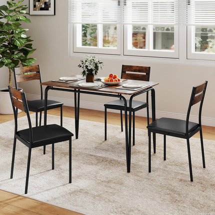 Dreamade 5-Piece Dining Table Set Industrial Rectangular Kitchen Table and 4 Armless Chairs