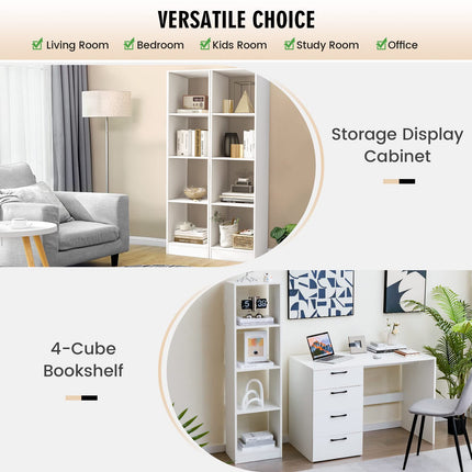 Dreamade 56” Tall Bookcase, 4-Cube Bookshelf with 4 Anti-Tipping Kits