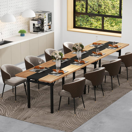 Dreamade 71" Dining Table for 6-8 People with Heavy-Duty Metal Frame Storage Rack