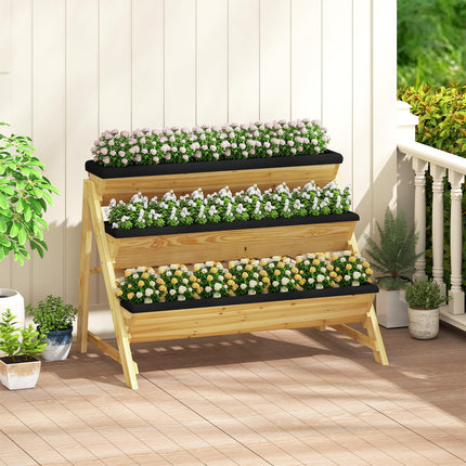 Dreamade 3-Tier Vertical Raised Garden Bed Wood Elevated Planter Box with Legs