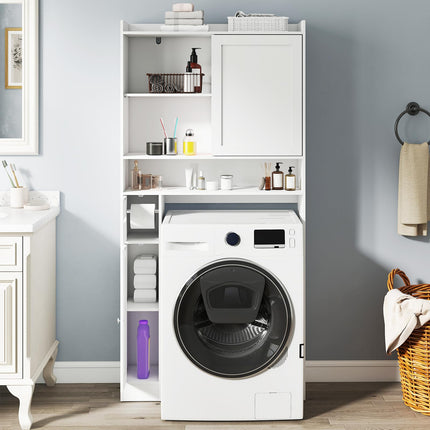Dreamade Over The Toilet Storage Cabinet Standing Toilet Rack with Sliding Door