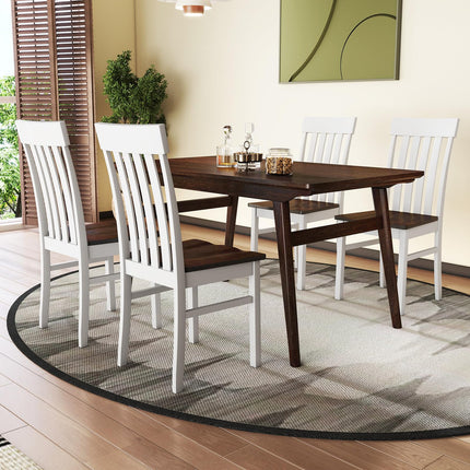 Dreamade Wooden Dining Chairs Set of 2/4 with Hollowed Backrests & Rubber Wood Seats