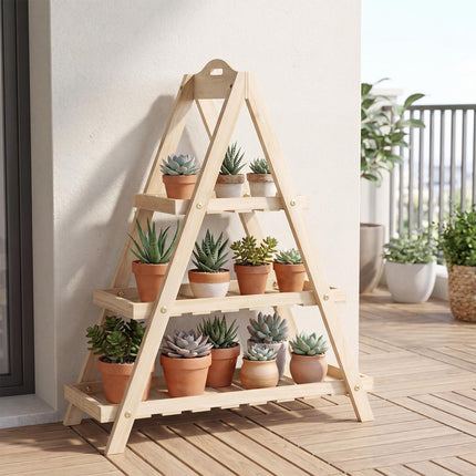 Dreamade 3-Tier Plant Stand Indoor | 28.5" Wood Flower Pot Plant Display Shelf