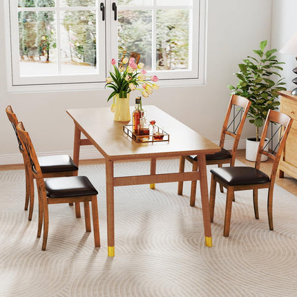 Dreamade Wooden Armless Kitchen Chairs Set of 2/4 w/Elegant Hollowed Backrest