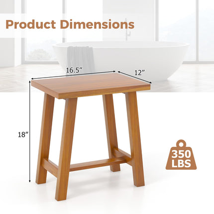Dreamade Teak Shower Bench, Waterproof Shower Stool for Shaving Legs & Spa Bath, Smooth Seat