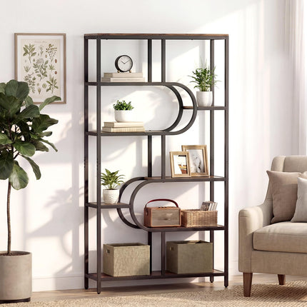 Dreamade 69" Tall Etagere Bookcase w/Open Storage Shelves for Living Room