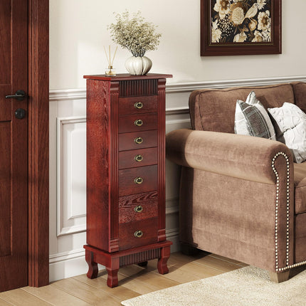 DREAMADE Wooden Jewelry Armoire Cabinet Storage Chest with Drawers and Swing Doors