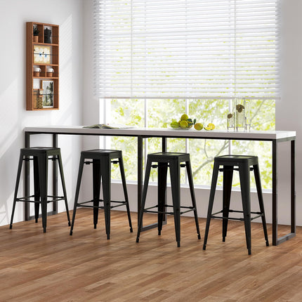 Dreamade Metal Backless Bar Stools Set of 4, 30" Bar Height Modern Industrial Barstools w/Cut-out Handle