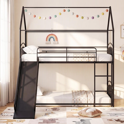 Dreamade Twin Over Twin Bunk Bed with Slide & Ladder for Boys Girls