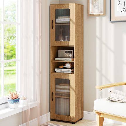 Dreamade 67" Tall Bathroom Storage Cabinet | Narrow Freestanding Cabinet with 2 Fluted Doors