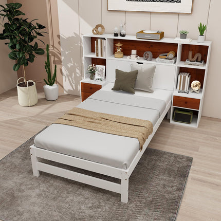 Dreamade Twin Bed Frames with Headboard and Drawer