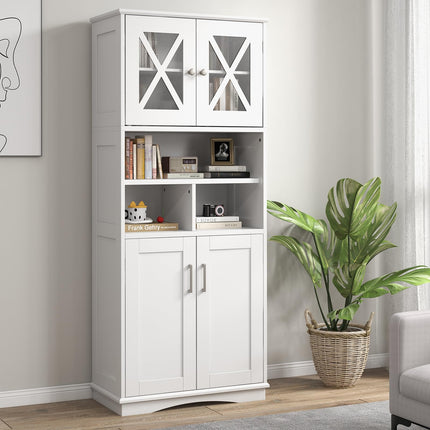 Dreamade 57" Tall Bathroom Cabinet, Storage Cabinet with Acrylic Doors & Adjustable Shelves
