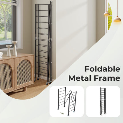 Dreamade 5-Tier Foldable Storage Shelf with Wheels Set of 1/2, Collapsible Shelving Unit with Adjustable Shelves