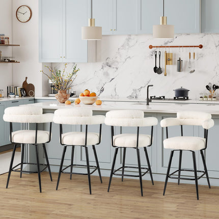 Dreamade Swivel Bar Stool Set of 2/4 Counter Height Chairs with Curved Back and Arms