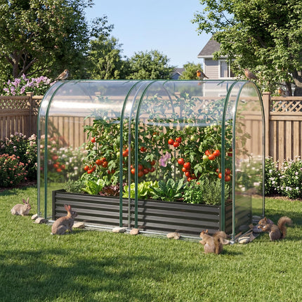 Dreamade 6x3x1 FT Galvanized Raised Garden Bed with Greenhouse Cover