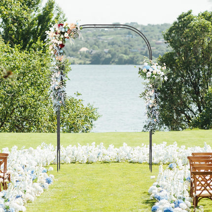 Dreamade Garden Arch Trellis, 60''W x 95''H Metal Arbor with Corrugated PE-Coated Steel Tubes for Climbing Plants Roses Ivy