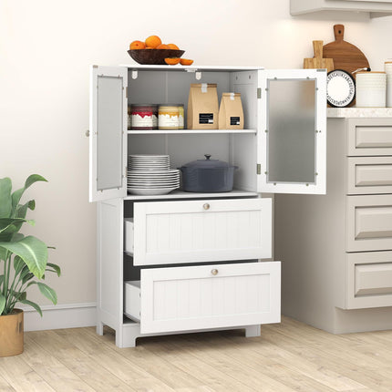 Dreamade Bathroom Tall Pantry Cabinet Storage Cabinet with 2 Large Drawers