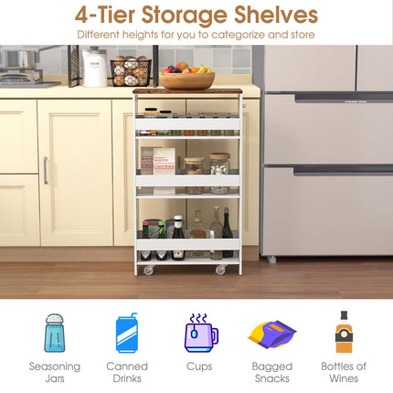 Dreamade 4 Tier Rolling Slim Storage Cart