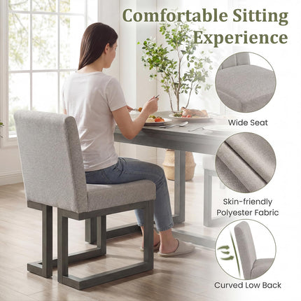 Dreamade Farmhouse Fabric Upholstered Kitchen Chairs with 5.5" Thickened Padded Seat