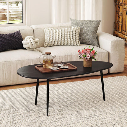 Dreamade Oval Coffee Table | Mid Century Modern Center Table with Sturdy Metal Frame and Compact Design