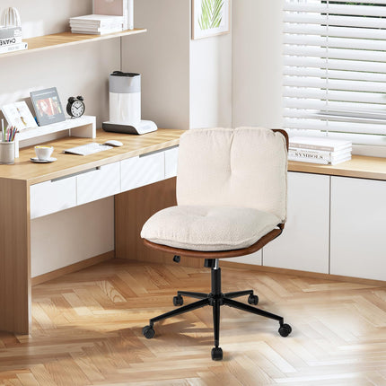 Dreamade Faux Fur Desk Chair with Rocking Backrest & Thick Padded Cushion