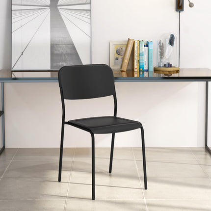 Dreamade Metal Dining Chairs Set of 4, Stackable Lightweight Kitchen Chairs w/Tilted Backrest & Sturdy Metal Legs
