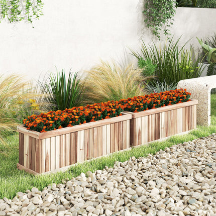 Dreamade Rectangular Acacia Wood Raised Garden Bed w/Drainage Gaps