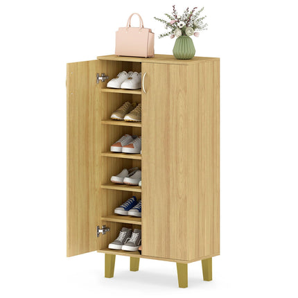 Dreamade 6-Tier Modern Freestanding Wooden Shoe Cabinet with Doors and Removable Shelves