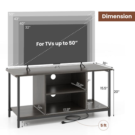 Dreamade TV Stand for TV Up to 50” TVs, Entertainment Center with Charging Station, USB & Type C Ports