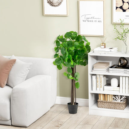 Dreamade 44’’ Artificial Crabapple Tree, Tall Fake Plant in Pot with Real Wood Trunk