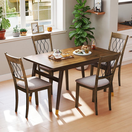 Dreamade Dining Chairs Set of 2/4 Fabric Upholstered Armless Kitchen Chairs w/Hollowed Backrest