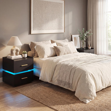 Dreamade LED Night Stand with Charging Station & 2 Storage Drawers (1/2)