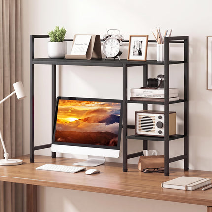 Dreamade 4-Tier Desktop Bookshelf | 38.5" Dorm Desk Hutch for 27" Monitor