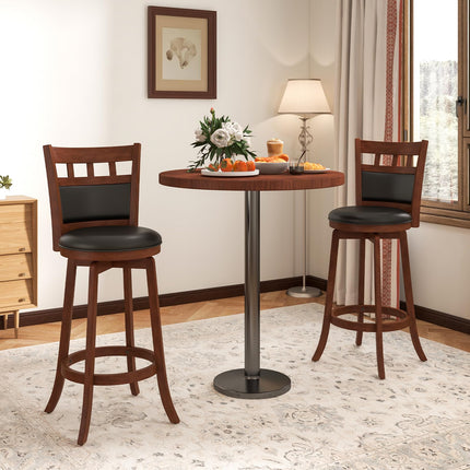 Dreamade Wood Bar Stools Set, 31" Swivel Bar Height Barstools w/Back, Rubber Wood Frame