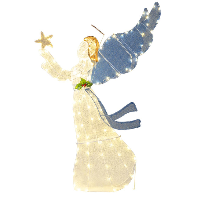 Dreamade 5 Ft Lighted Christmas Angel with Star Halo Spreading Wings