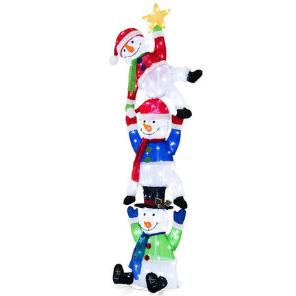 Dreamade 6 ft Christmas Stacked Snowman, 3D Pre-Lit Snowman Decoration w/ 155 LED Lights
