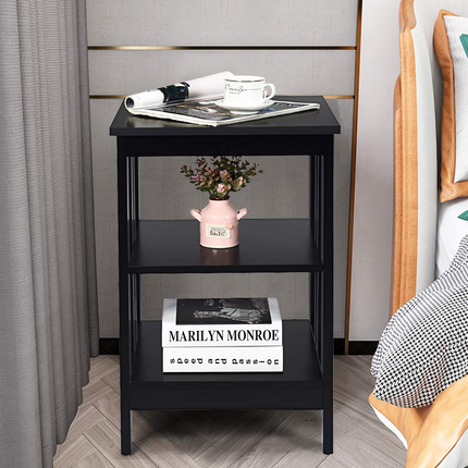 Dreamade Nightstand 3-Tier Sofa Side Table W/Reinforced Bars and Stable Structure