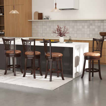 Dreamade 26" Upholstered Counter Height Swivel Bar Stools Set of 2/4 with Back and Solid Rubber Frame