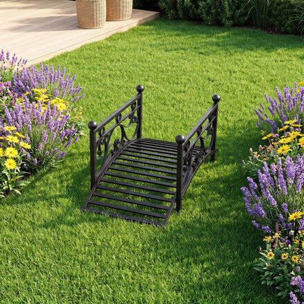 Dreamade 3.3 FT Garden Metal Bridge with Dual Patterned Side Rails