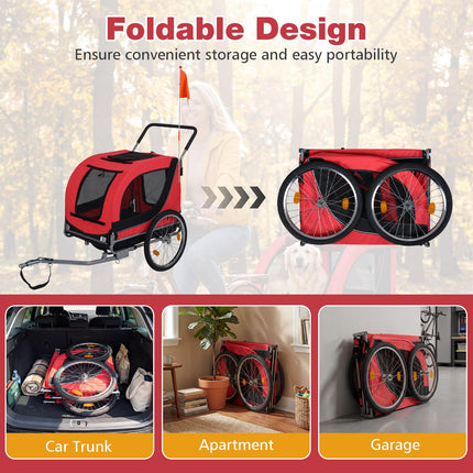 Dreamade 2-in-1 Dog Bike Trailer & Pet Stroller for Large Dogs PVC Rain Cover 176 lbs Capacity