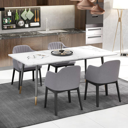 Dreamade Modern Dining Chairs, Upholstered Velvet Accent Chairs w/Curved Backrests & Rubber Wood Legs