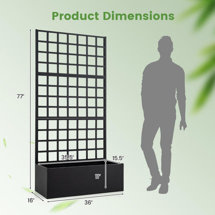 Dreamade 36" x 16" x 77" Metal Raised Garden Bed with Trellis